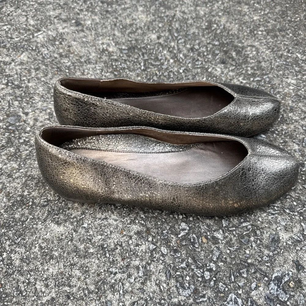 Aetrex Camie Ballet Flat Women's 9 Metallic Bronze Gold Leather Slip On Shoe
